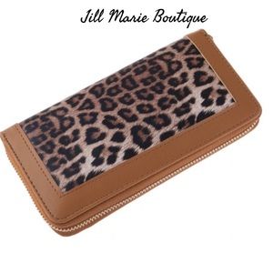 Leopard animal print checkbook wallet NWT